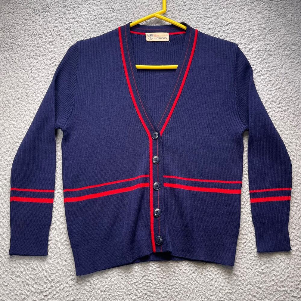 Vintage Cardigan Sweater Womens Small Blue Button Front Jardin